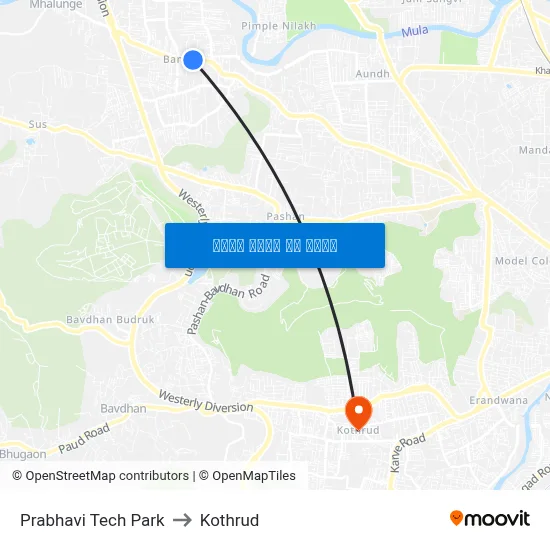 Prabhavi Tech Park to Kothrud map