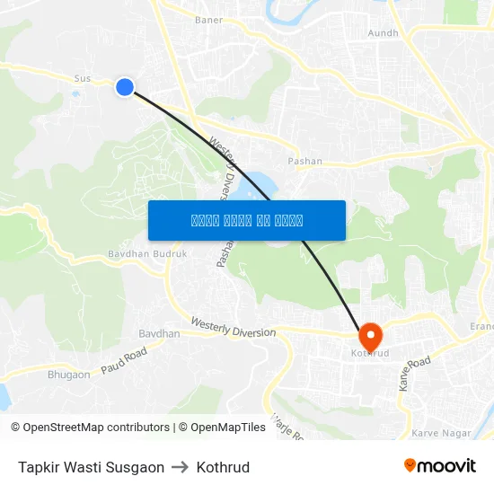 टपकीर वस्ती सुसगाव to कोथरुड map