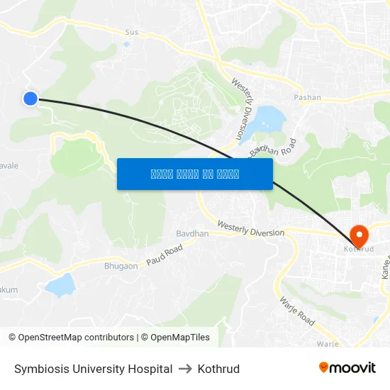 सिम्बायोसिस यूनिवर्सिटी हॉस्पिटल to कोथरुड map