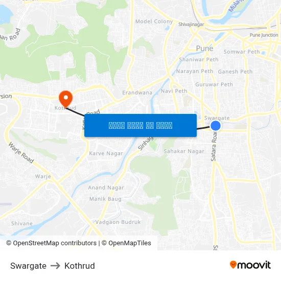 स्वारगेट to कोथरुड map