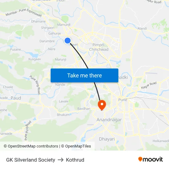 जी के सिल्वरलैंड सोसाइटी to कोथरुड map