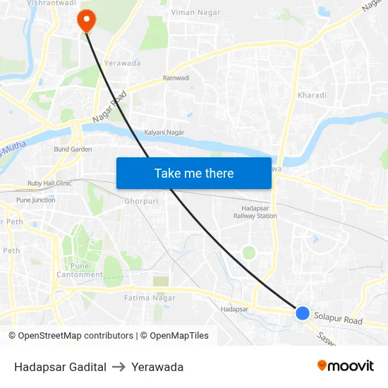 हडपसर गडीटाल to येरवडा map