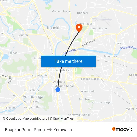 भापकर पेट्रोल पंप to येरवडा map