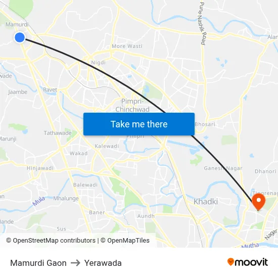 मामुर्डी गांव to येरवडा map