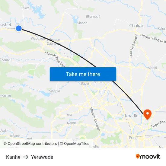 कन्हे to येरवडा map
