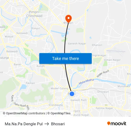 म.न.पा. डेंगले पूल to भोसारी map