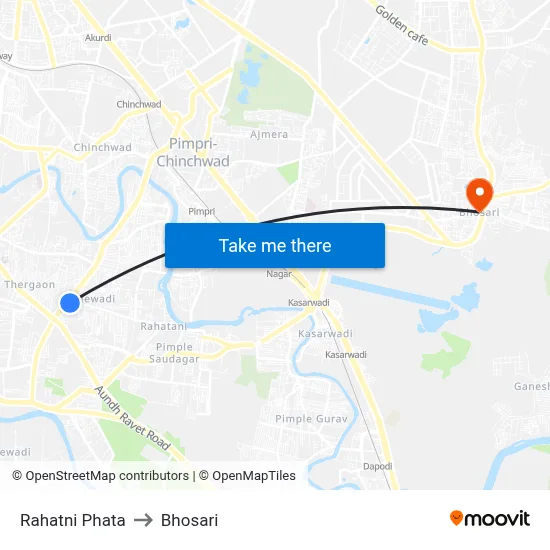 Rahatni Phata to भोसारी map