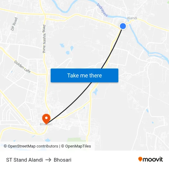 एसटी स्टैंड आलंदी to भोसारी map