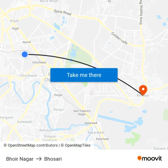 भोईर नगर to भोसारी map
