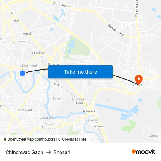 चिंचवड गाँव to भोसारी map