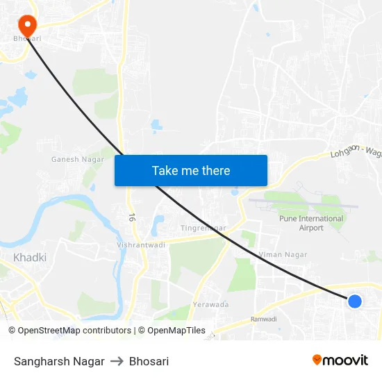 संघर्ष नगर to भोसारी map