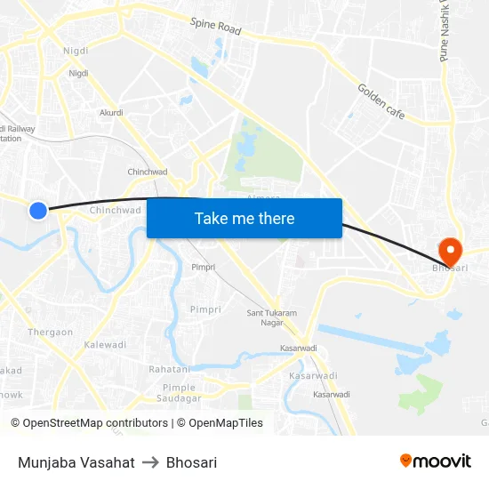 मुंजाबा वसाहत to भोसारी map