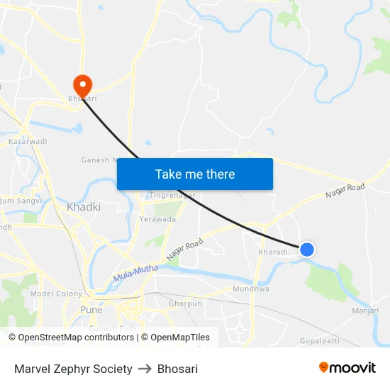 मार्वल ज़ेफिर सोसाइटी to भोसारी map
