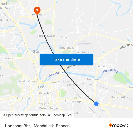 हड़पसर भाजी मंडई to भोसारी map
