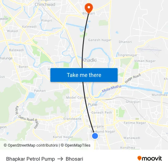 भापकर पेट्रोल पंप to भोसारी map
