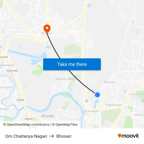 ओम चैतन्य नगरी to भोसारी map