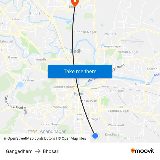 गंगाधाम to भोसारी map