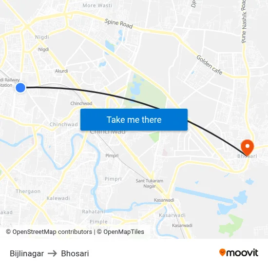 Bijlinagar to भोसारी map