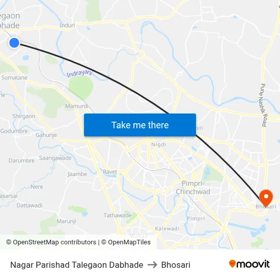 नगर परिषद तळेगाव दाभाडे to भोसारी map