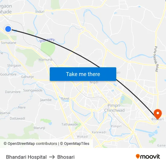 भंडारी हॉस्पिटल to भोसारी map