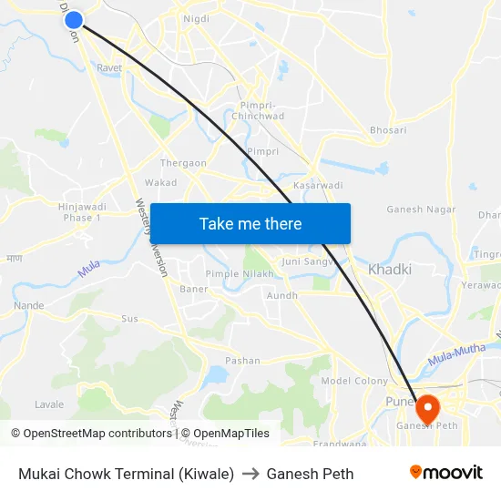 Mukai Chowk Terminal (Kiwale) to Ganesh Peth map