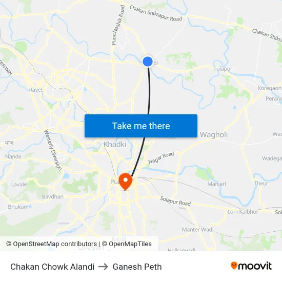 Chakan Chowk Alandi to Ganesh Peth map