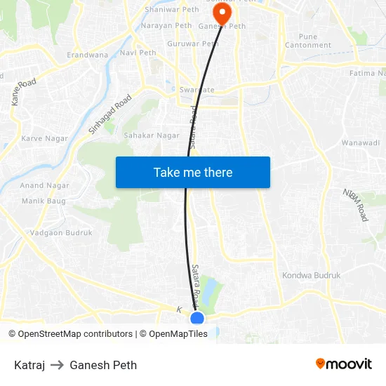 Katraj to Ganesh Peth map