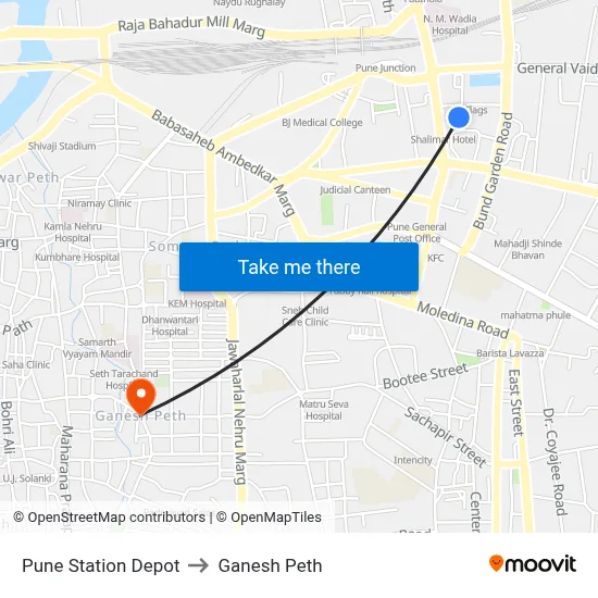 Pune Station Depot to Ganesh Peth map