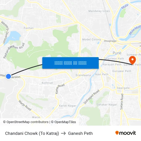 चंदनी चौक (टू कात्रज) to गणेश पेठ map