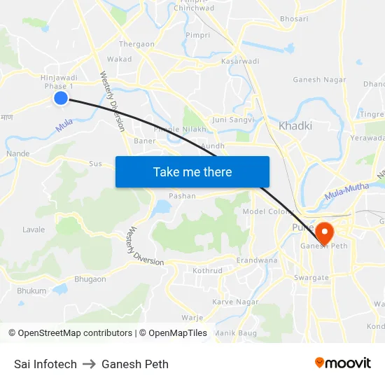 Sai Infotech to Ganesh Peth map