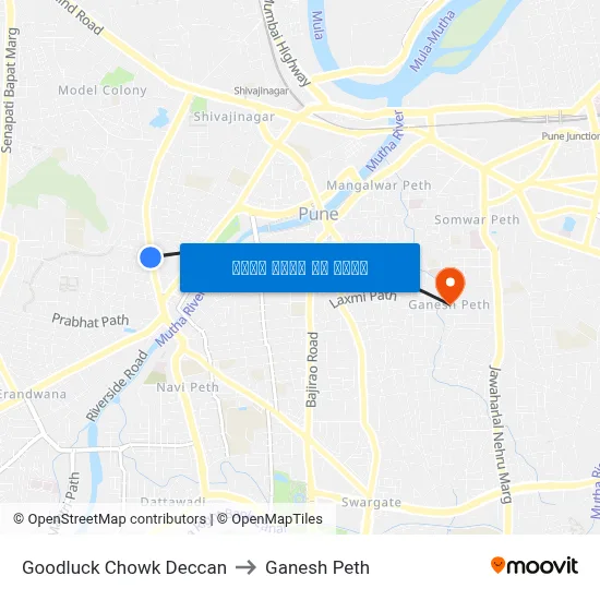 गुडलक चौक डेक्कन to गणेश पेठ map
