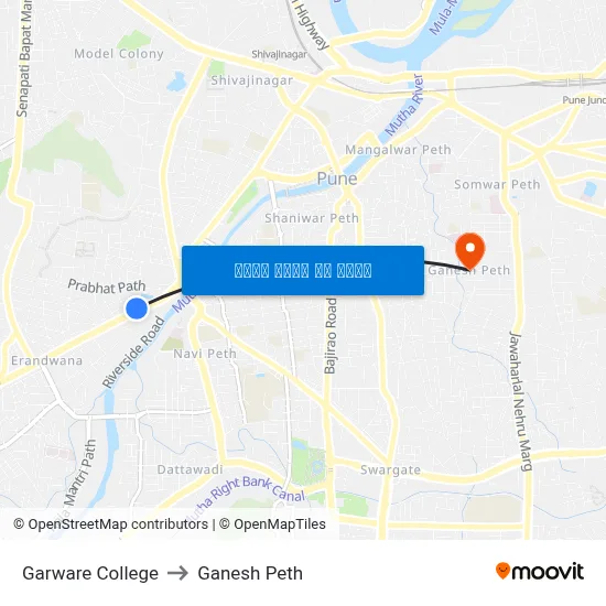 गरवारे कॉलेज to गणेश पेठ map
