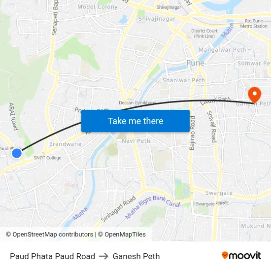 Paud Phata Paud Road to गणेश पेठ map