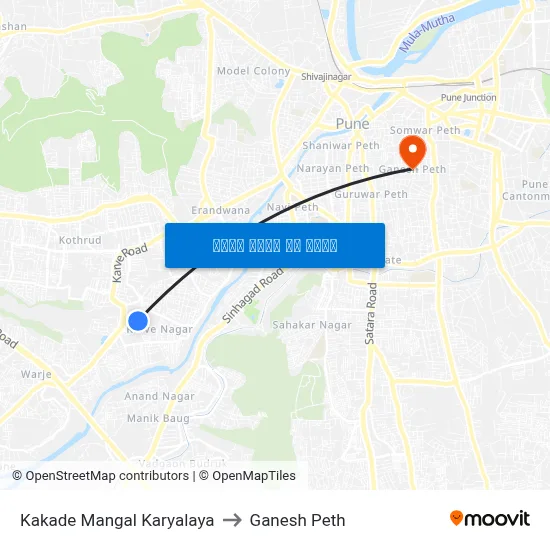 काकड़े मंगल कार्यालय to गणेश पेठ map