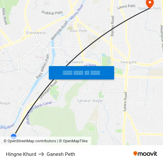 हिंगणे खुर्द to गणेश पेठ map