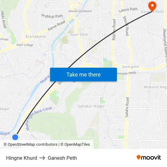 हिंगणे खुर्द to गणेश पेठ map