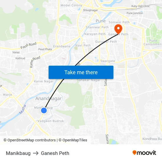 माणिकबाग to गणेश पेठ map