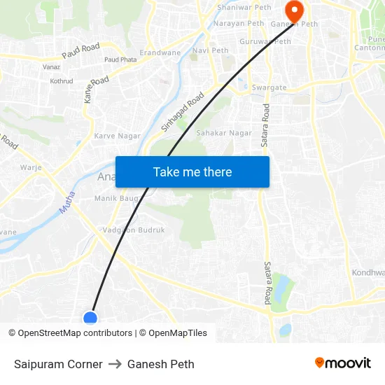 साईपुरम कॉर्नर to गणेश पेठ map