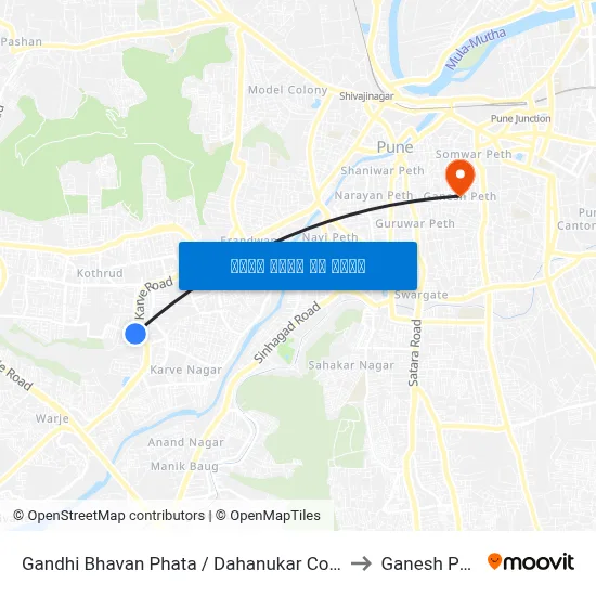 गांधी भवन फाटा / दहानुकर कॉलोनी to गणेश पेठ map