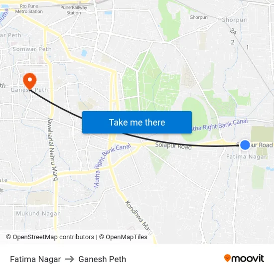 फातिमा नगर to गणेश पेठ map