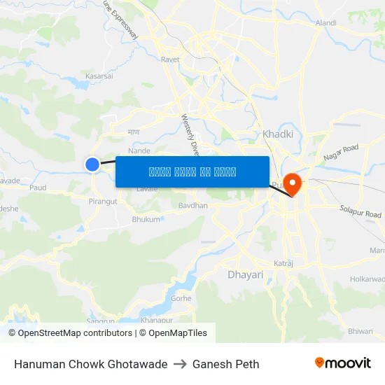 हनुमान चौक घोटवड़े to गणेश पेठ map