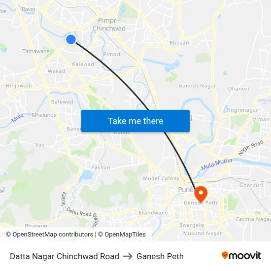 दत्त नगर चिंचवड रोड to गणेश पेठ map