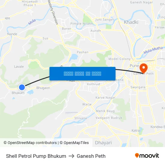 शेल पेट्रोल पंप भुकुम to गणेश पेठ map
