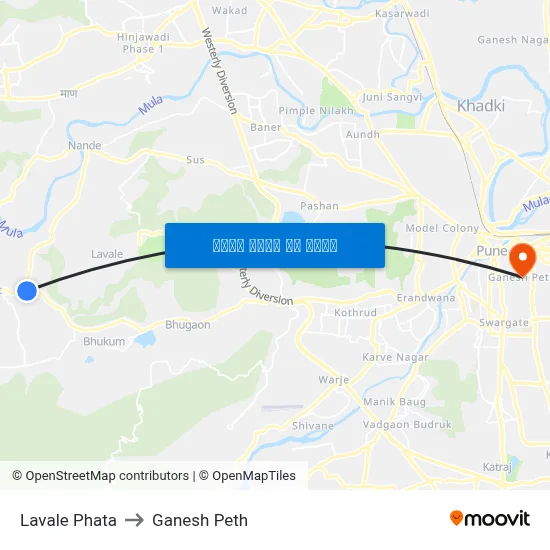 लवाले फाटा to गणेश पेठ map