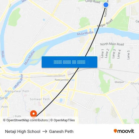 नेताजी हाई स्कूल to गणेश पेठ map