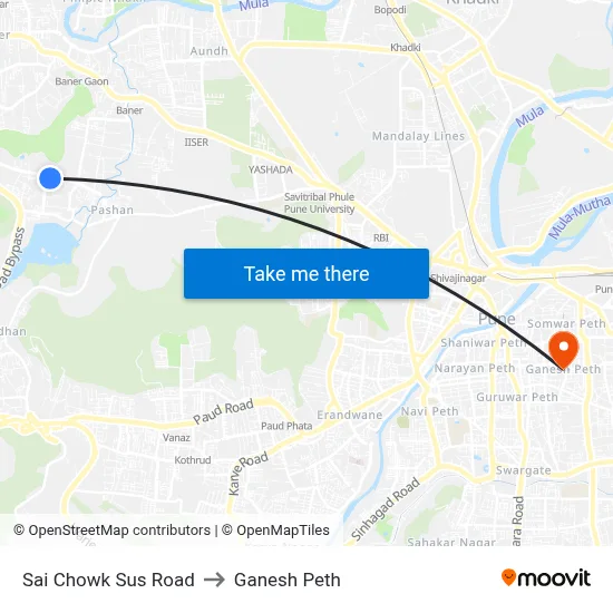 साई चौक सूस रोड to गणेश पेठ map