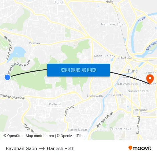 बावधन गाव to गणेश पेठ map
