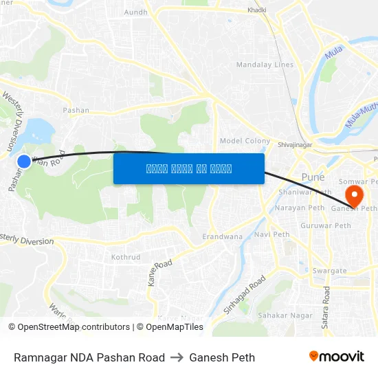 रामनगर एनडीए पाषाण रोड to गणेश पेठ map