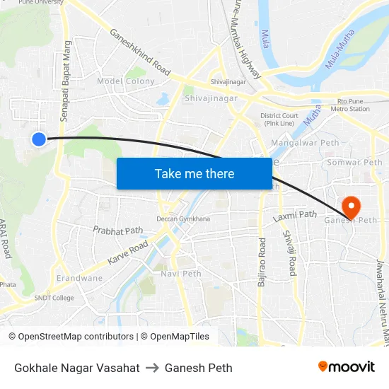 गोखले नगर वसाहत to गणेश पेठ map