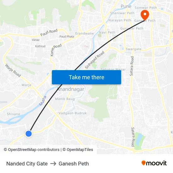 नांदेड सिटी गेट to गणेश पेठ map